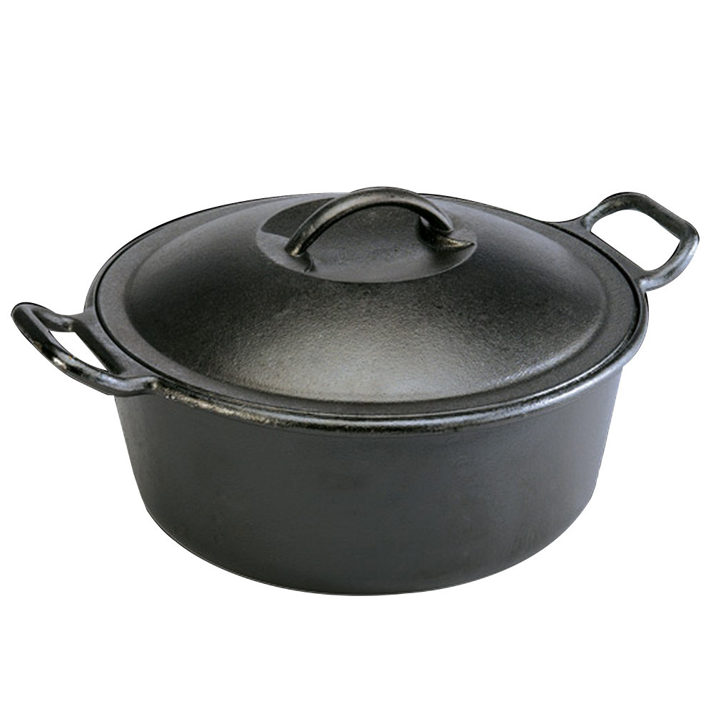 Lodge 5 Quart Cast Iron Dutch Oven. Pre-Seasoned Pot with Lid and Dual Loop